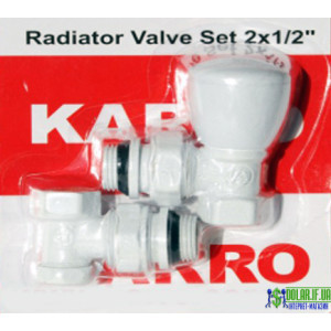 Комплект радіаторних кранів Karro 1/2'' кут. Білий